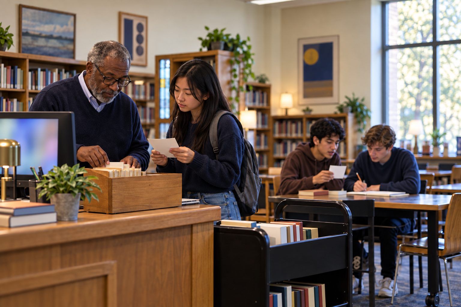 A student asks the librarian for the source behind a citation in an AI-written research brief.