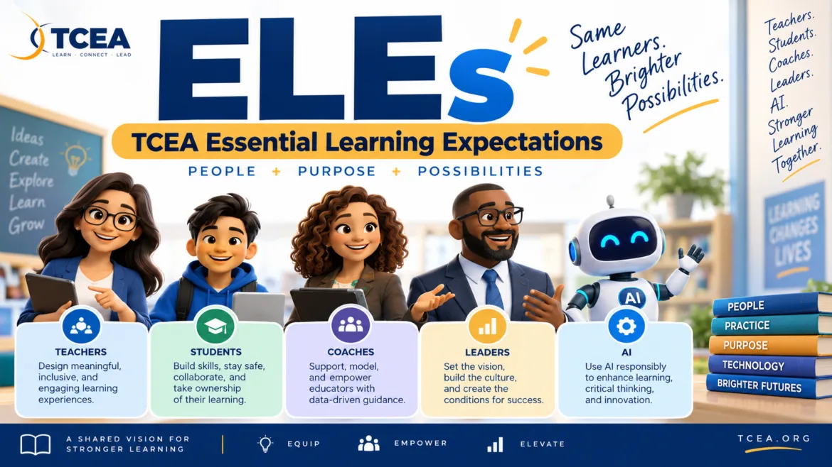TCEA Essential Learning Expectations feature graphic for the article 'Five ways the updated TCEA ELEs put learning first.'