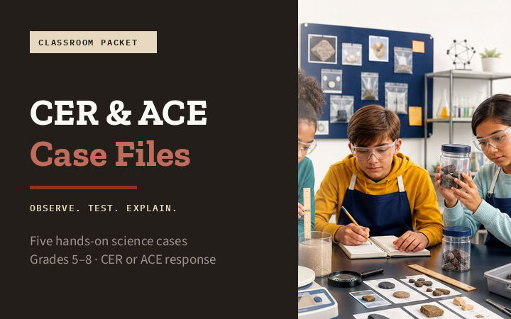 CER & ACE Case Files — students examining rock samples at a lab bench