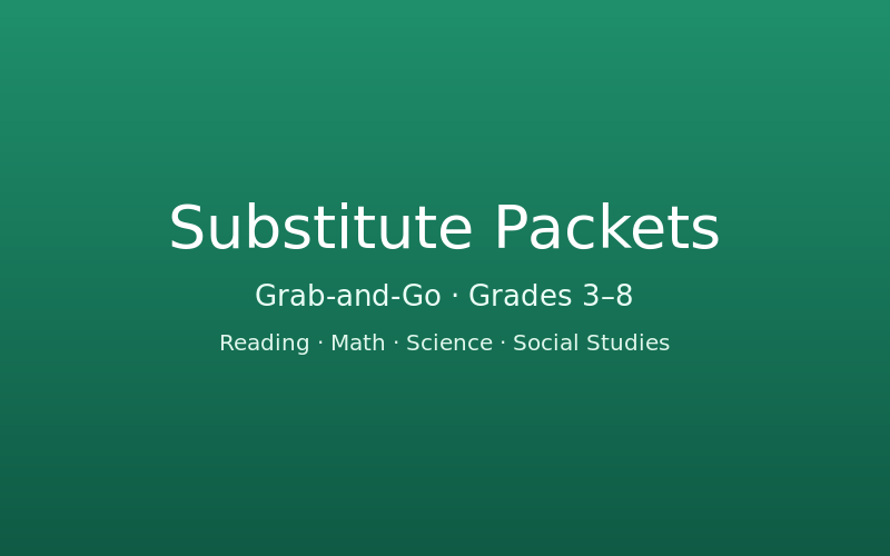 Texas Grab-and-Go Substitute Packets — grades 3–8 print-and-go substitute lessons for Reading, Math, Science, and Social Studies
